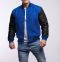 Bright Royal Blue Wool Black Leather Sleeves Letterman Jacket